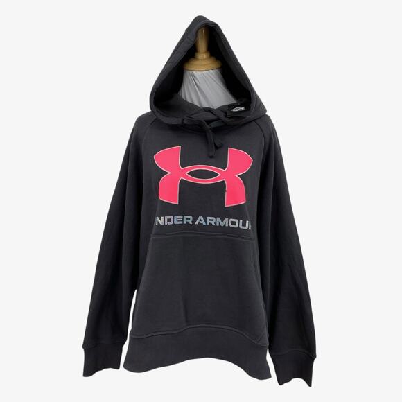 Under Armour Sweatshirt Womens 1X Plus Rival Fleece Loose Iridescent Logo Hoodie - Picture 1 of 14